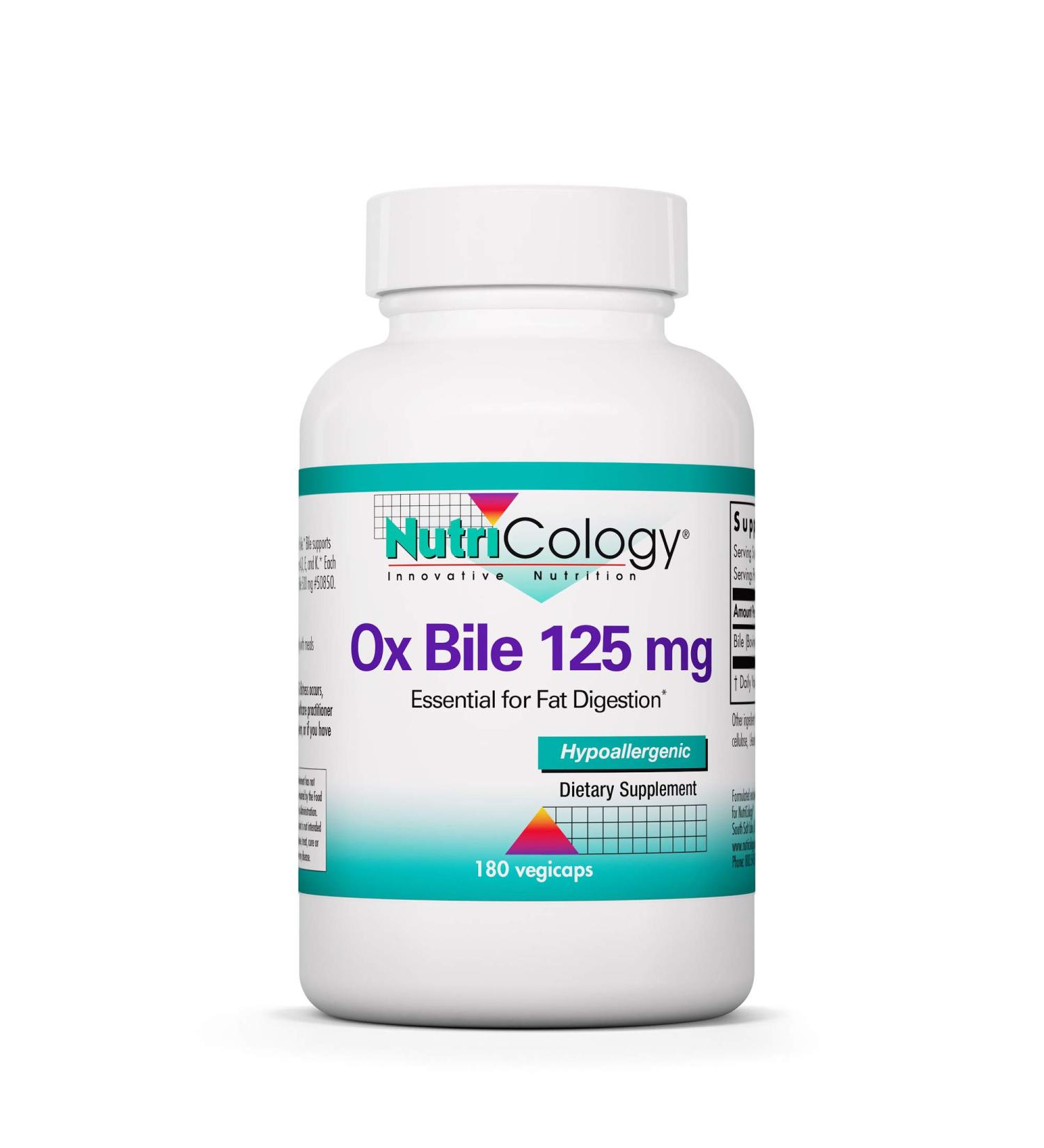 Nutricology Ox Bile 125 mg - 180 Vegicaps for Digestive Support - Buy Online on GoSupps.com
