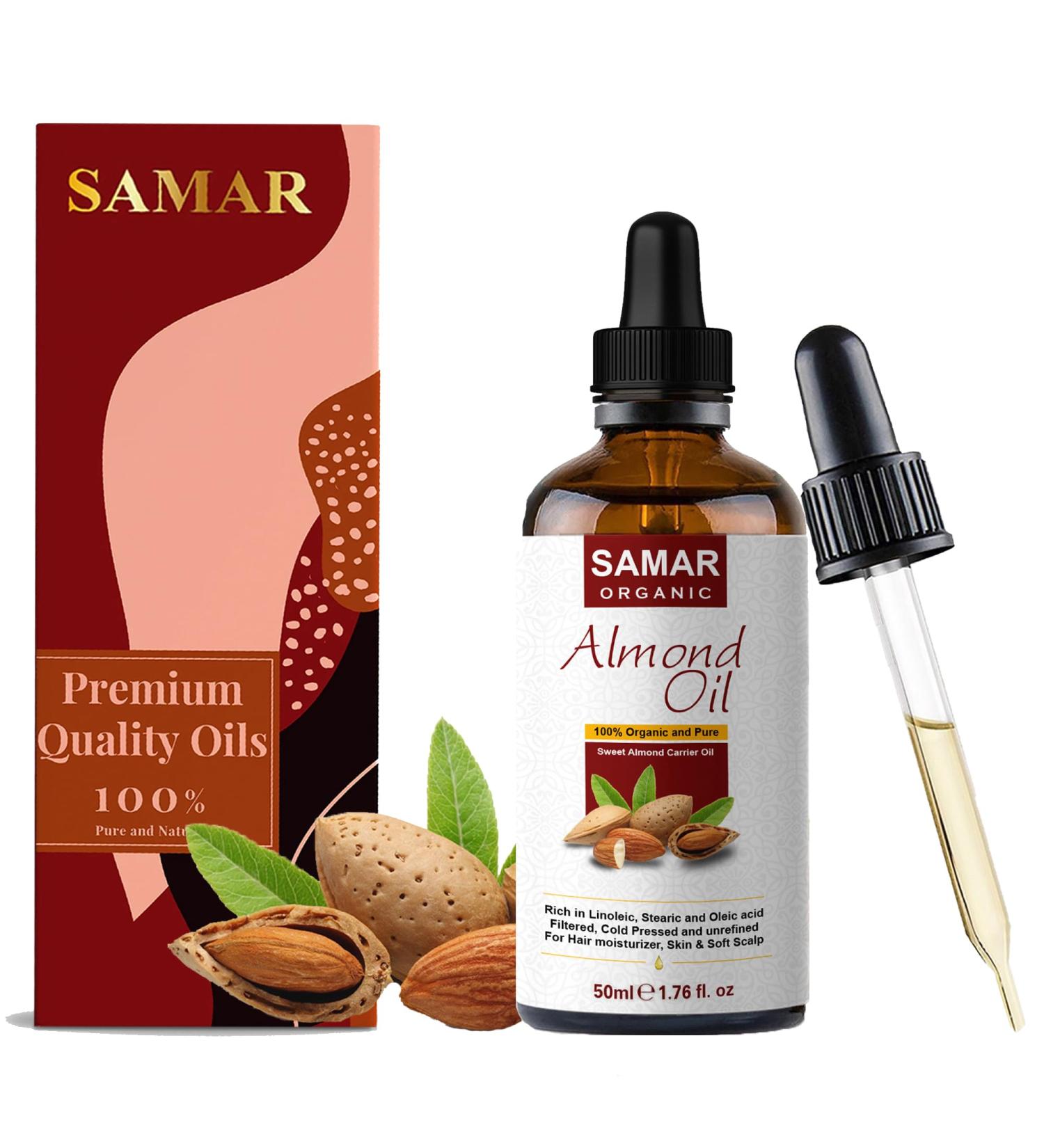 Almond Oil - 100% Pure Premium Quality - Cold-Pressed Sweet Almond Oil Certified Organic - Ideal for Hair Care Skin Moisturizing Cleansing and Body Massage - 50ml - Buy Online on GoSupps.com