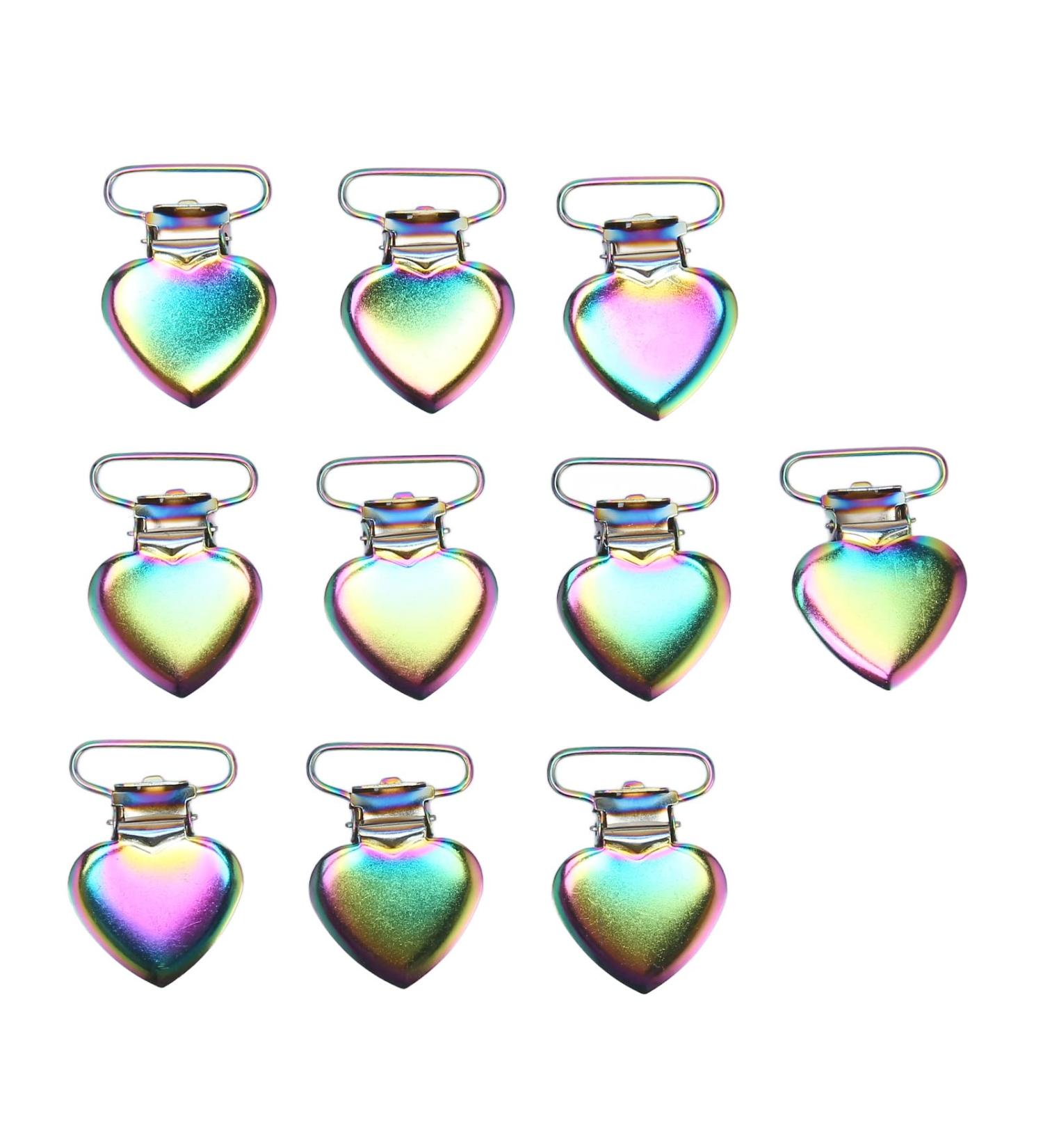 10pcs Metal Heart Pacifier Strap Clips - Cute Cartoon Teething Accessories for Babies | International Shipping - Buy Online on GoSupps.com