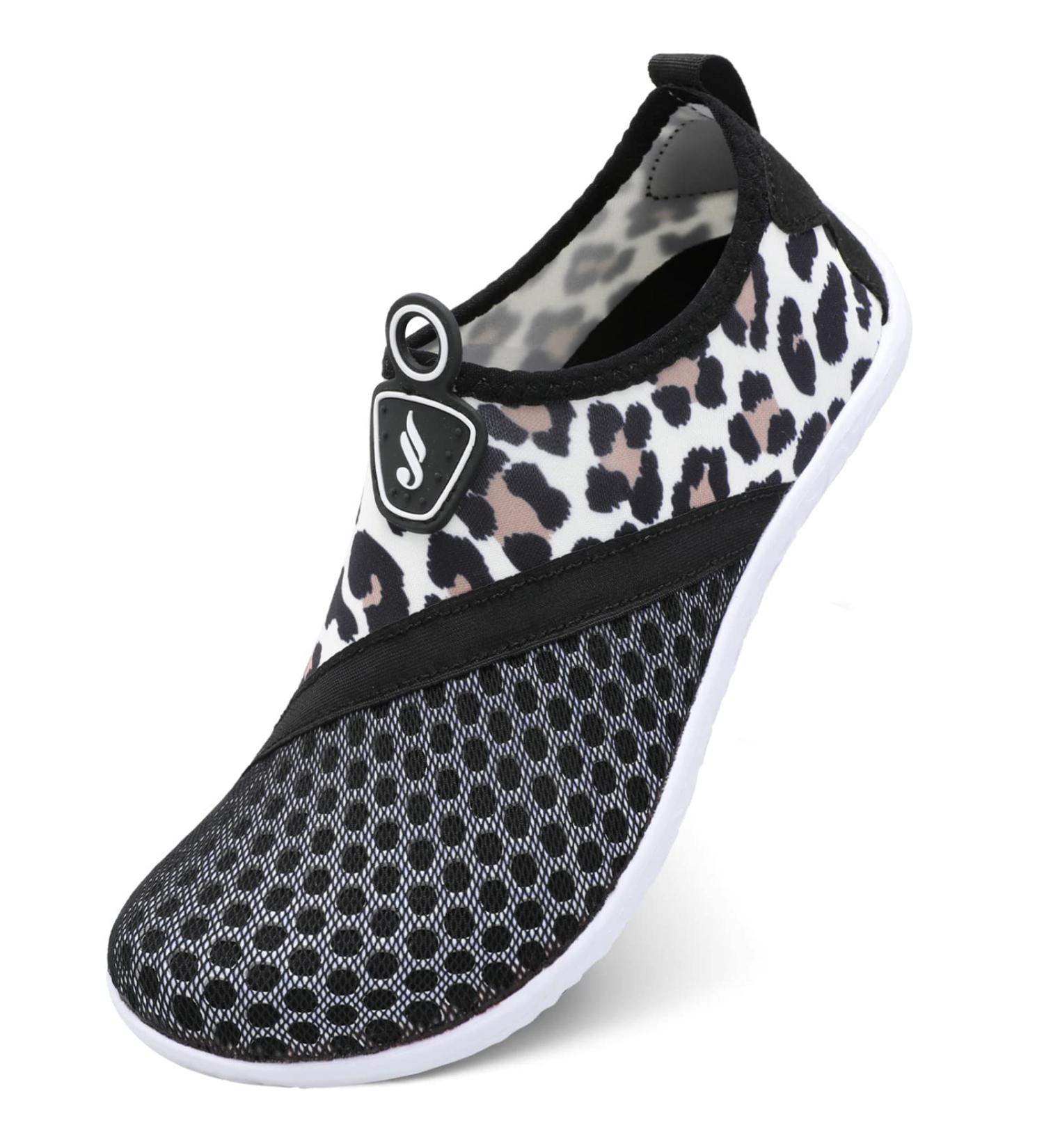 JIASUQI Barefoot Aqua Water Shoes for Women Men - Black Leopard - Size 8-9 Women/6.5-7 Men - Buy Online on GoSupps.com
