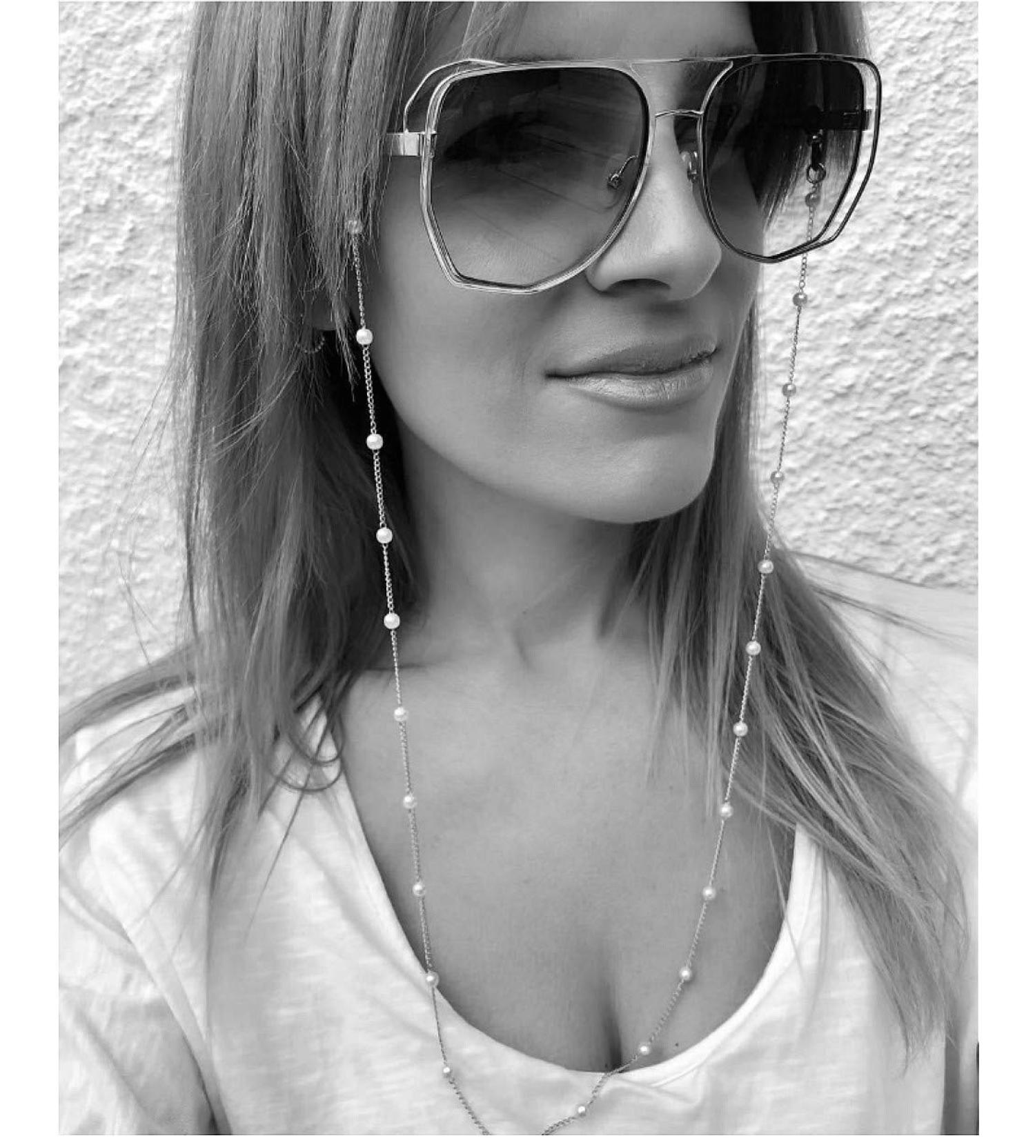 Sither Pearl Sunglasses Chain for Women - Silver Reading Glasses Strap Necklace - Buy Online on GoSupps.com