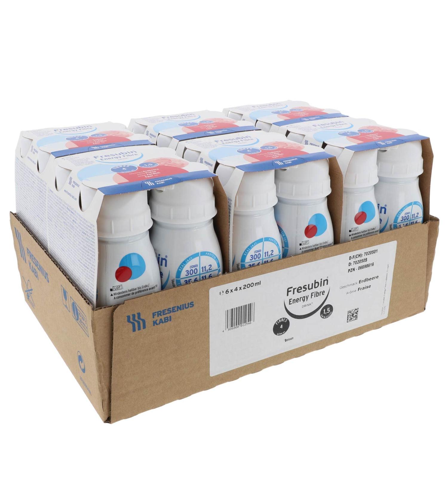 Fresubin Energy Fibre Drink Strawberry 200ml - Pack of 24 | Nutritional Drinking Food for International Shipping - Buy Online on GoSupps.com