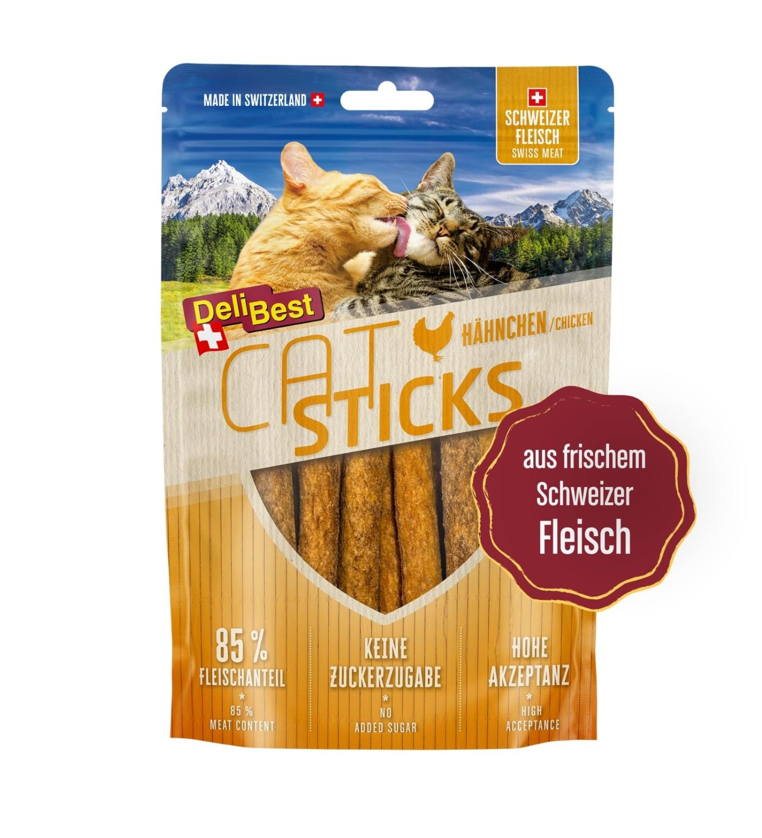 Delibest Cat Sticks - 100% Swiss Chicken Meat Treats | Cereal-Free Semi-Damp Snacks | All-Natural Allergy-Friendly Cat Treats - 50g - Buy Online on GoSupps.com