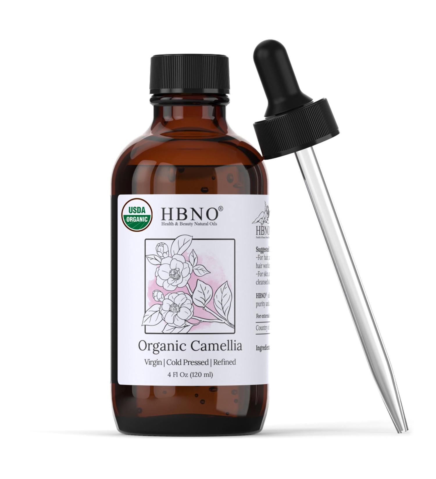 HBNO Organic Camellia Oil - Huge 4 oz (120ml) Value Size - USDA Certified Organic Camellia Oil Cold Pressed Carrier Oil for Face Body Lips Nails Shampoo & Conditioner Organic Camellia 4 Fl Oz (Pack of 1) - Buy Online on GoSupps.com