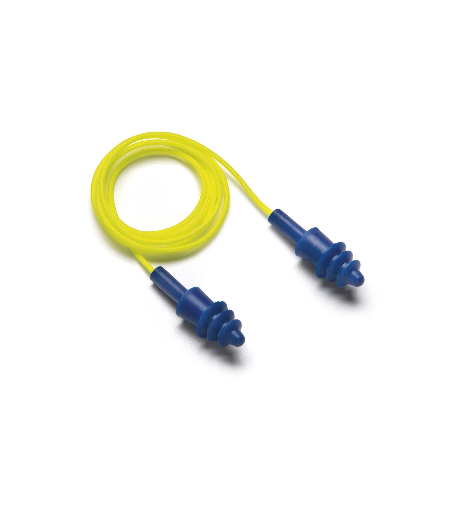 Pyramex RP2001 earplugs feature 3 rubber flanges that form a secure seal in your ear. The reuseable earplugs can be cleaned with soap and water. The earplugs hold a NRR 26dB and meets ANSI S3.19-1974 standards.