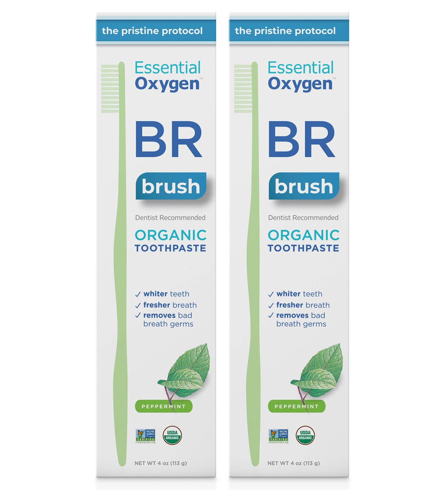 BR Certified Organic Toothpaste - Whitens Teeth, Freshens Breath, and Soothes Gums - Peppermint - 4oz (Pack of 2) - Buy Online on GoSupps.com