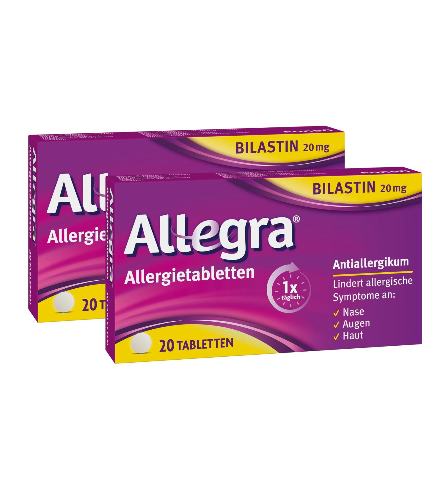 Buy Allegra Allergy Tablets 2 x 20 pcs - Fast 24-Hour Relief from Hay Fever & Allergies | Antihistamine with Bilastin - Buy Online on GoSupps.com
