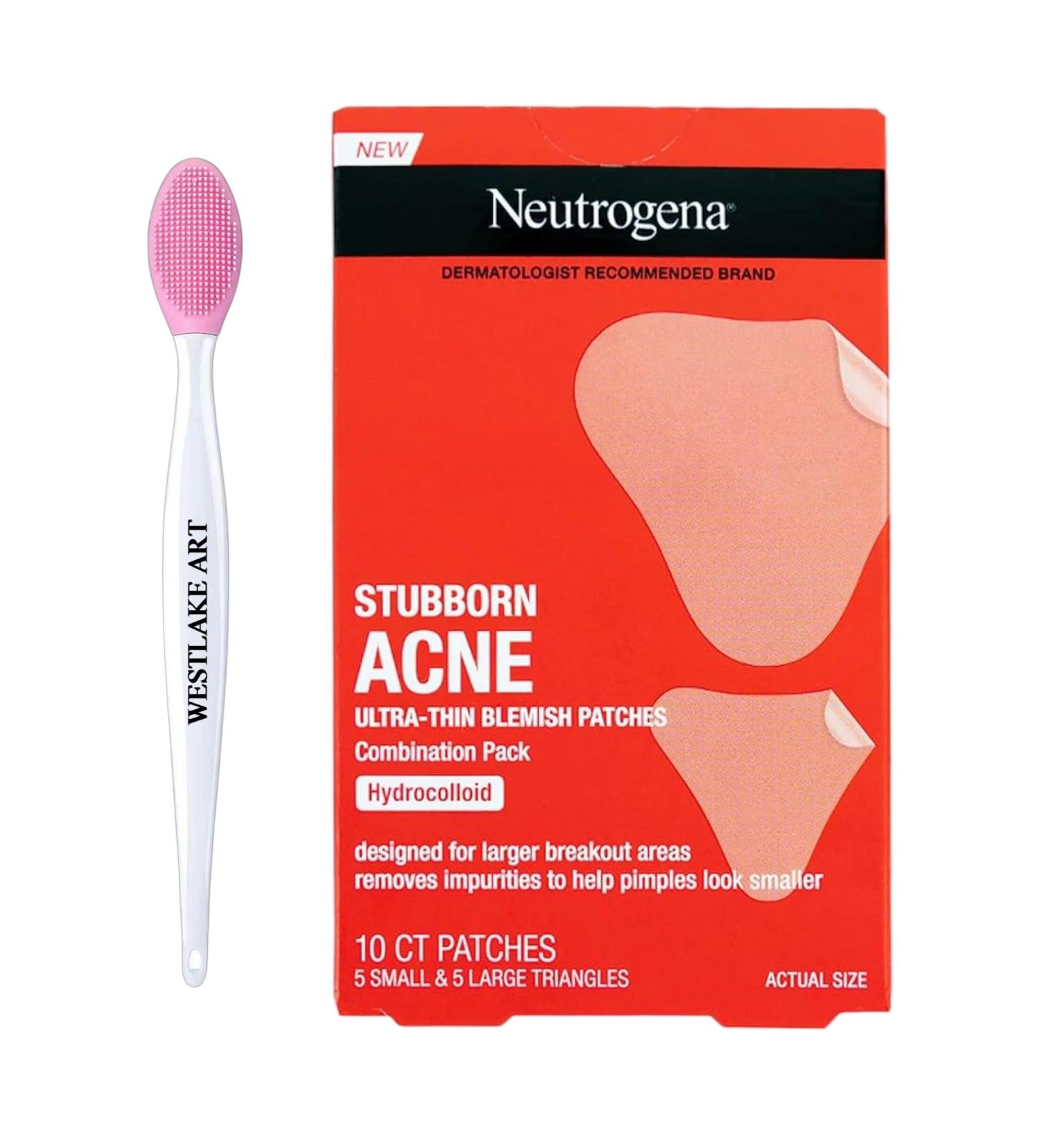 Stubborn Acne Pimple Patches - Invisible Hydrocolloid Face Patch for Redness Reduction | 10ct with Nose Cleaning Brush - Day & Night Solution - Buy Online on GoSupps.com