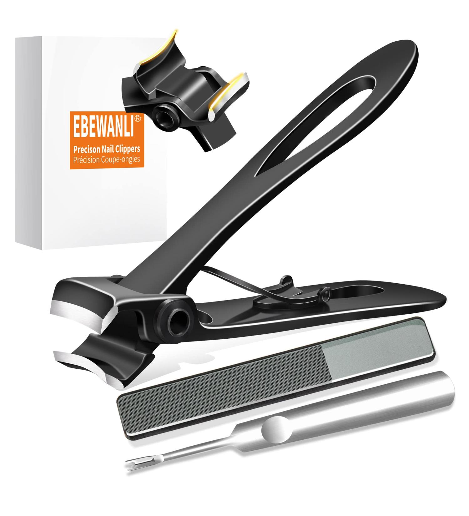 EBEWANLI Thick Toenail Clippers - 17mm Wide Jaw, Heavy Duty, Extra Large Big Toe Nail Clippers for Thick Nails - Men, Seniors - Black (4 Piece Set) - Buy Online on GoSupps.com