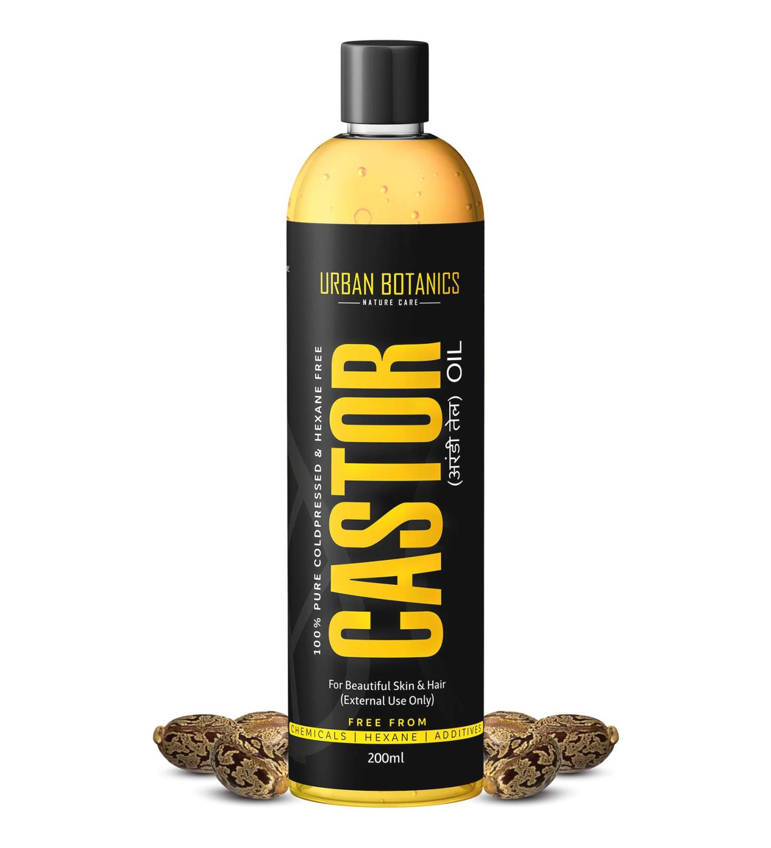UrbanBotanics Cold Pressed Castor Oil 200ml - Pure Hair & Skin Oil for Growth & Hydration - Buy Online on GoSupps.com
