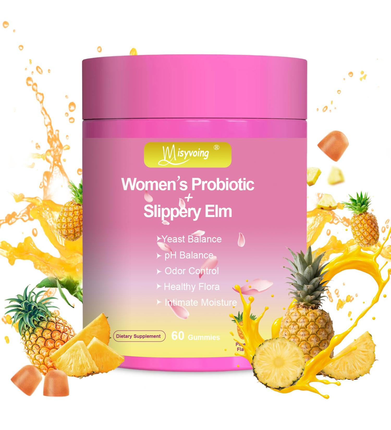 Misyvoing Her Juicy Feminine Probiotics Gummies for pH Balance - Slippery Elm Lactobacillus Blend - Gut & Immune Support - Pineapple Gummies 60 Count (Pineapple) - Buy Online on GoSupps.com