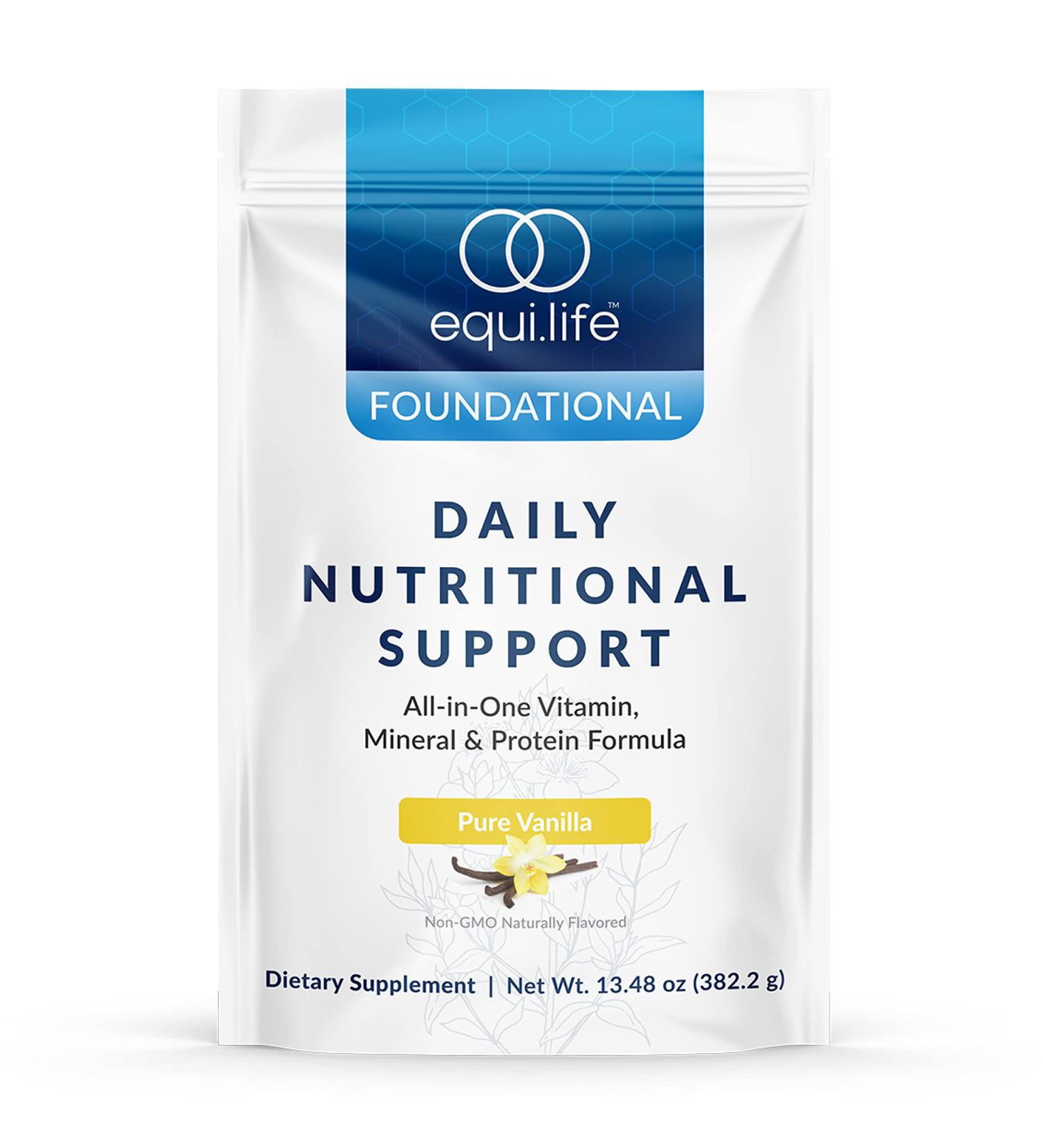 Equilife All-in-One Vegan Protein Powder & Daily Multivitamin - Pure Vanilla 16 oz Bag | Boost Energy, Mood & Gut Health | Skin Health Support - Buy Online on GoSupps.com