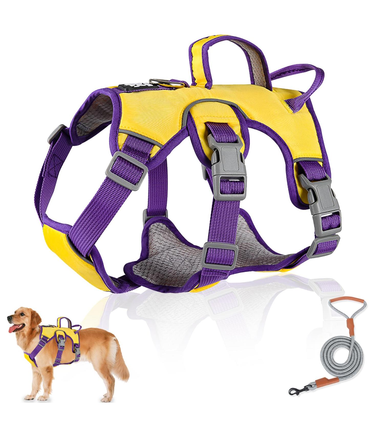 Multi-Purpose Dog Harness for All Sizes - Outbreak-Proof with Leash Set | Ideal for Small Medium & Large Dogs - Yellow (L) - Buy Online on GoSupps.com
