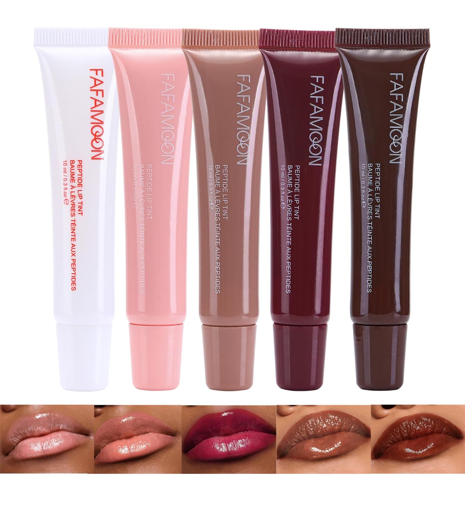 5 Colors Hydrating Lip Glow Oil - Moisturizing Tinted Gloss for Plump Soft Lips | International Shipping Available - Buy Online on GoSupps.com