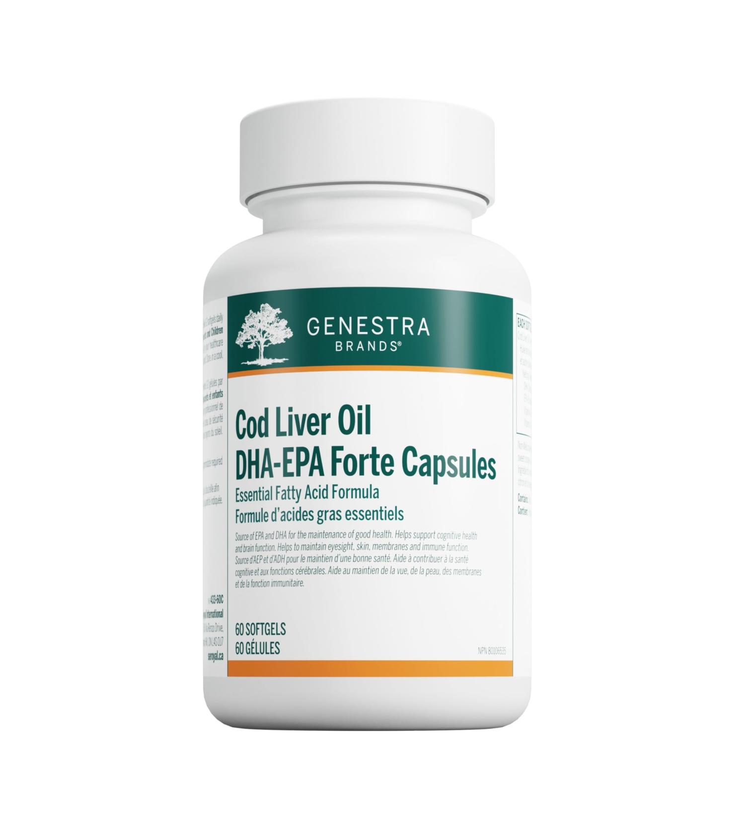 Genestra Brands - Cod Liver Oil DHA/EPA Forte Capsules - Blend of DHA EPA and Vitamins A and D - 60 Softgel Capsules - Buy Online on GoSupps.com