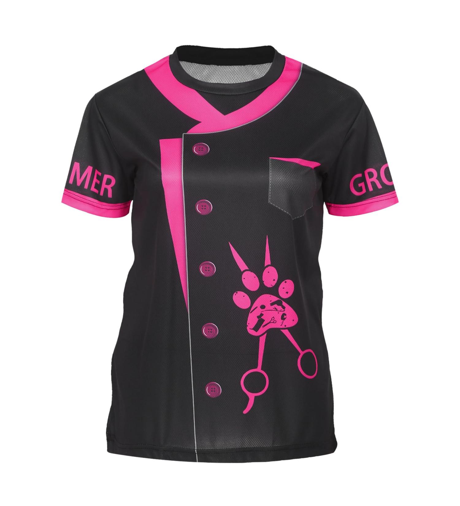 Freebily Women's Work Uniforms for Animal Grooming Dog Groomer Pet Grooming T-Shirt Hot Pink L - Buy Online on GoSupps.com