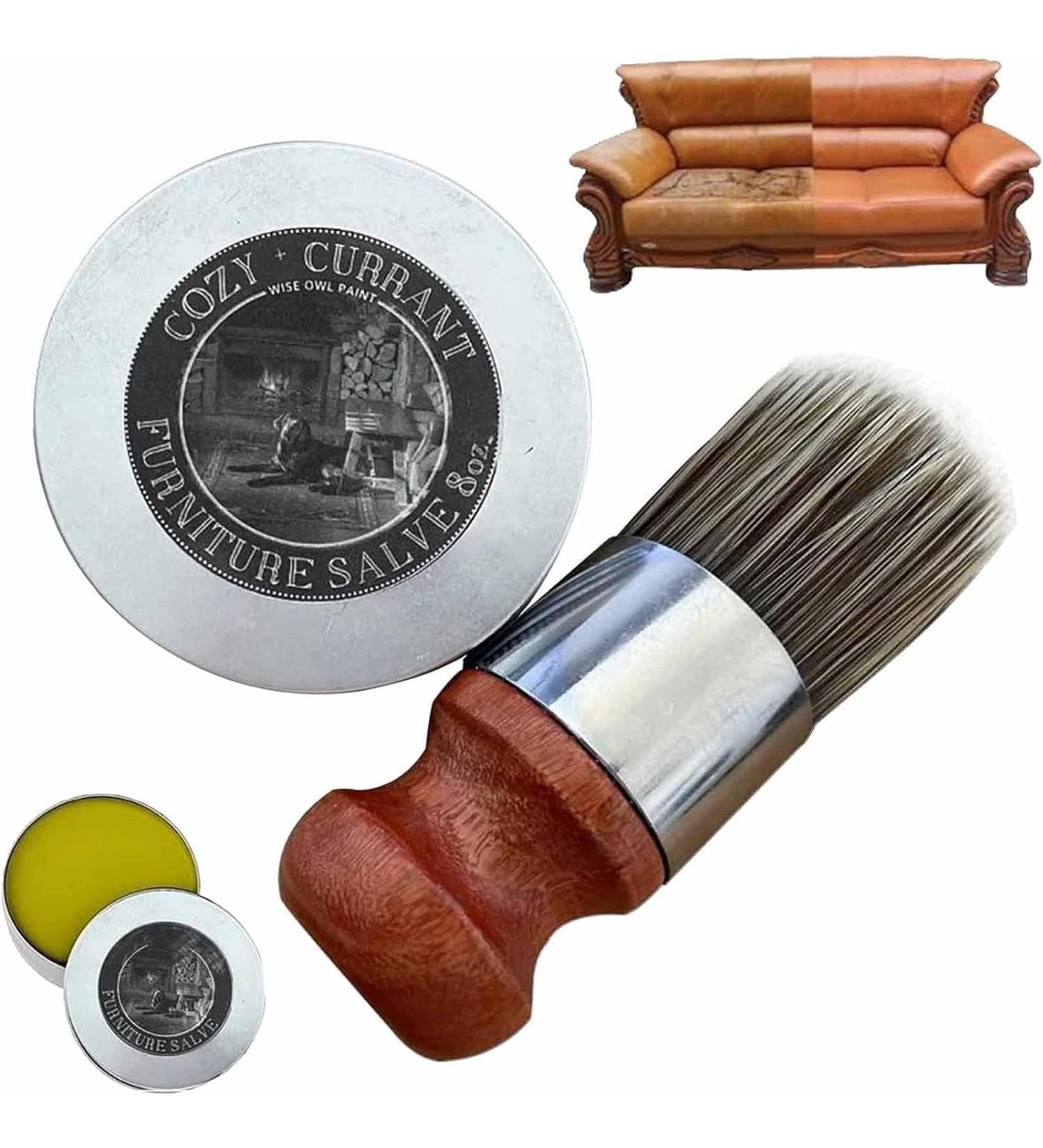 Wise Owl Furniture Salve for Leather Furniture Salve Leather Furniture Salve and Brush Wise Owl Paint Leather Conditioner Restorer & Polish Deep Leather Cleaner Set for Furniture Car Seats - Buy Online on GoSupps.com