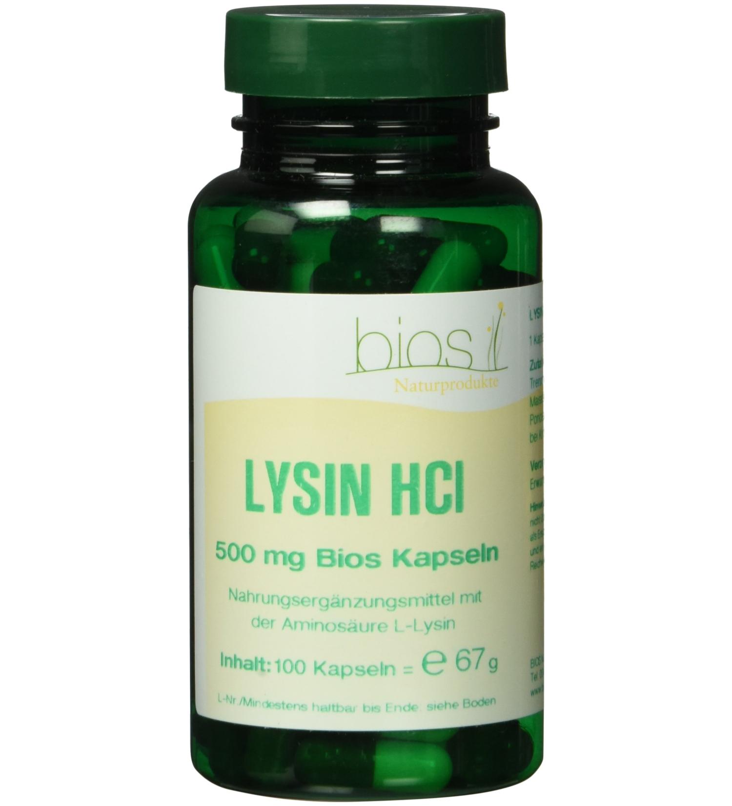 Bios Lysine HCL 500 mg - 100 Capsules | Premium Supplement for Immune Support | International Shipping Available - Buy Online on GoSupps.com