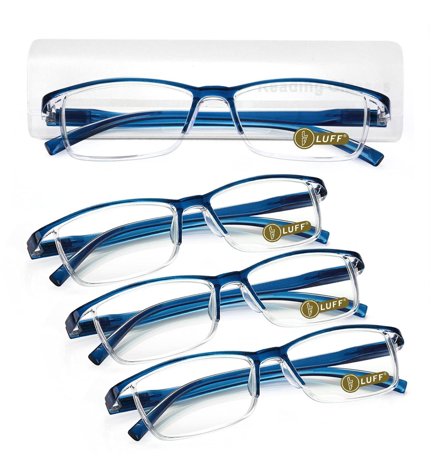 LUFF 4Pcs Anti-Blue Ray Reading Glasses | Portable Ultralight 2.5X Readers for International Shipping - Buy Online on GoSupps.com