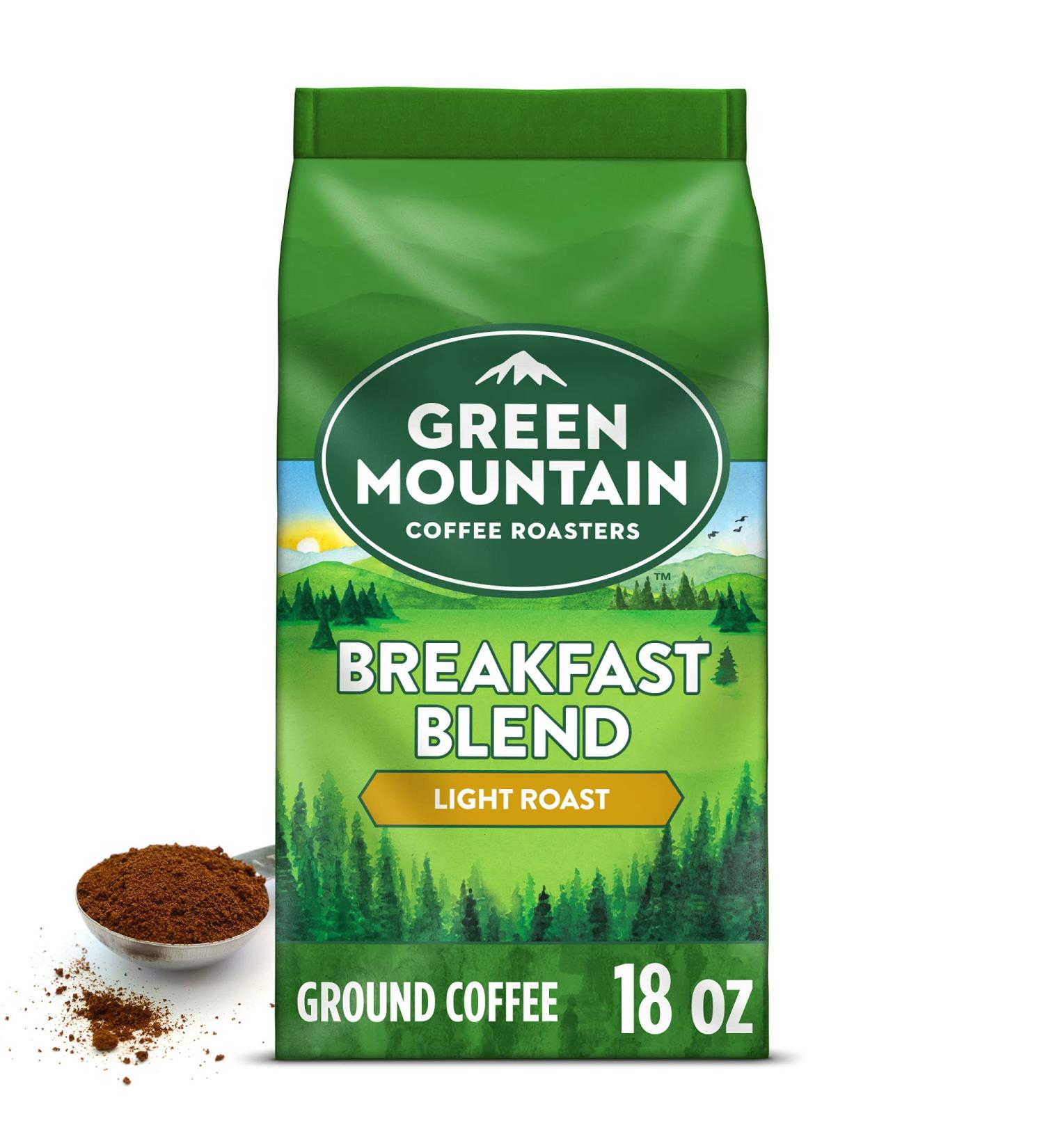 Green Mountain Coffee Roasters Breakfast Blend Ground Coffee 18 oz Light Roast - 1.12 lb Bag (Pack of 1) - Buy Online on GoSupps.com