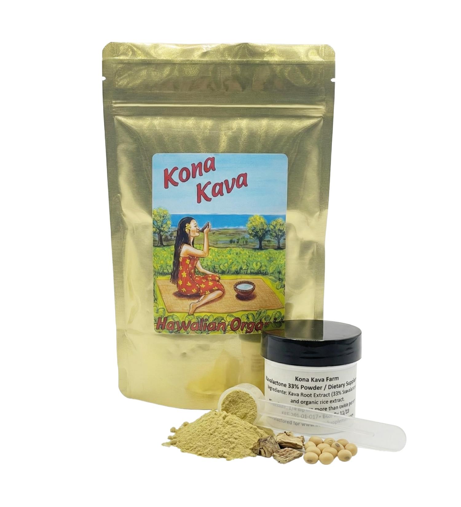 Kona Kava Farm 33% Kavalactone Extract Powder (0.5 oz) - Ultra-Potent Noble Kava Root - Supercritical CO2 Cold Extraction - Fast-Acting Liquid-Free Formula - Vegan, Non-GMO & Easy to Mix - Buy Online on GoSupps.com