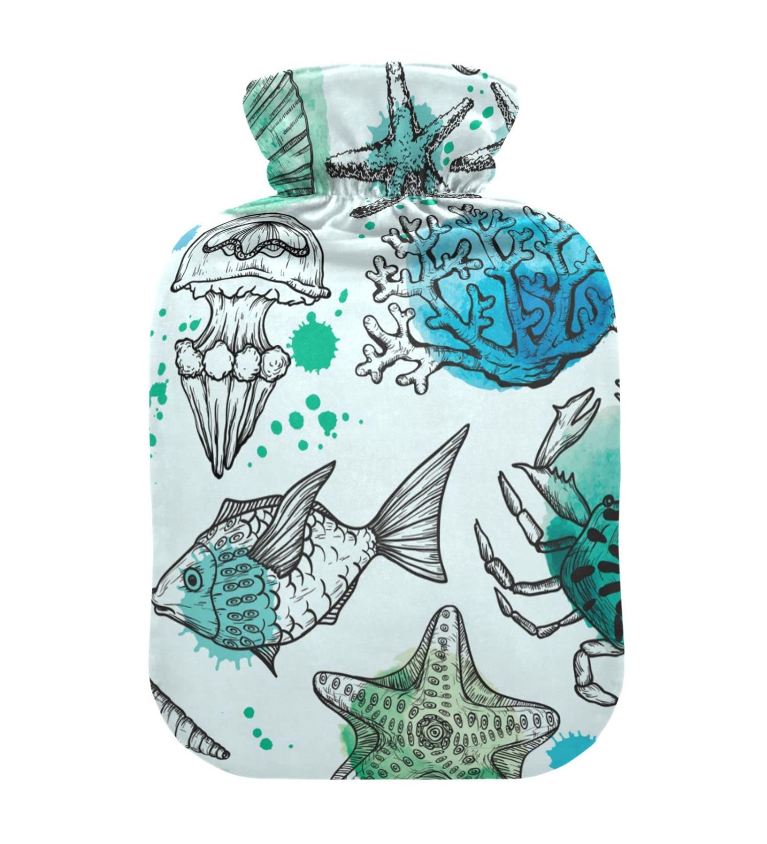 2L Heat Bottles for Pain Relief & Warmth - Sea Mussels Fish Corals & Jellyfish Designs | Ideal for Menstrual Complaints & Bed Warmers - International Shipping - Buy Online on GoSupps.com