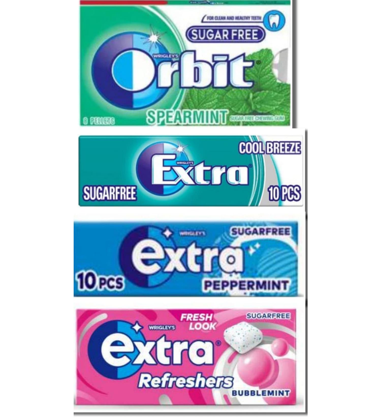 Wrigleys SugarFree Extra Mega Mix (5x-10pcs Peppermint) (5x10pcs - Cool Breeze) (5x10pcs BubbleMint) (5x10pcs Spearmint) - Total 200pcs