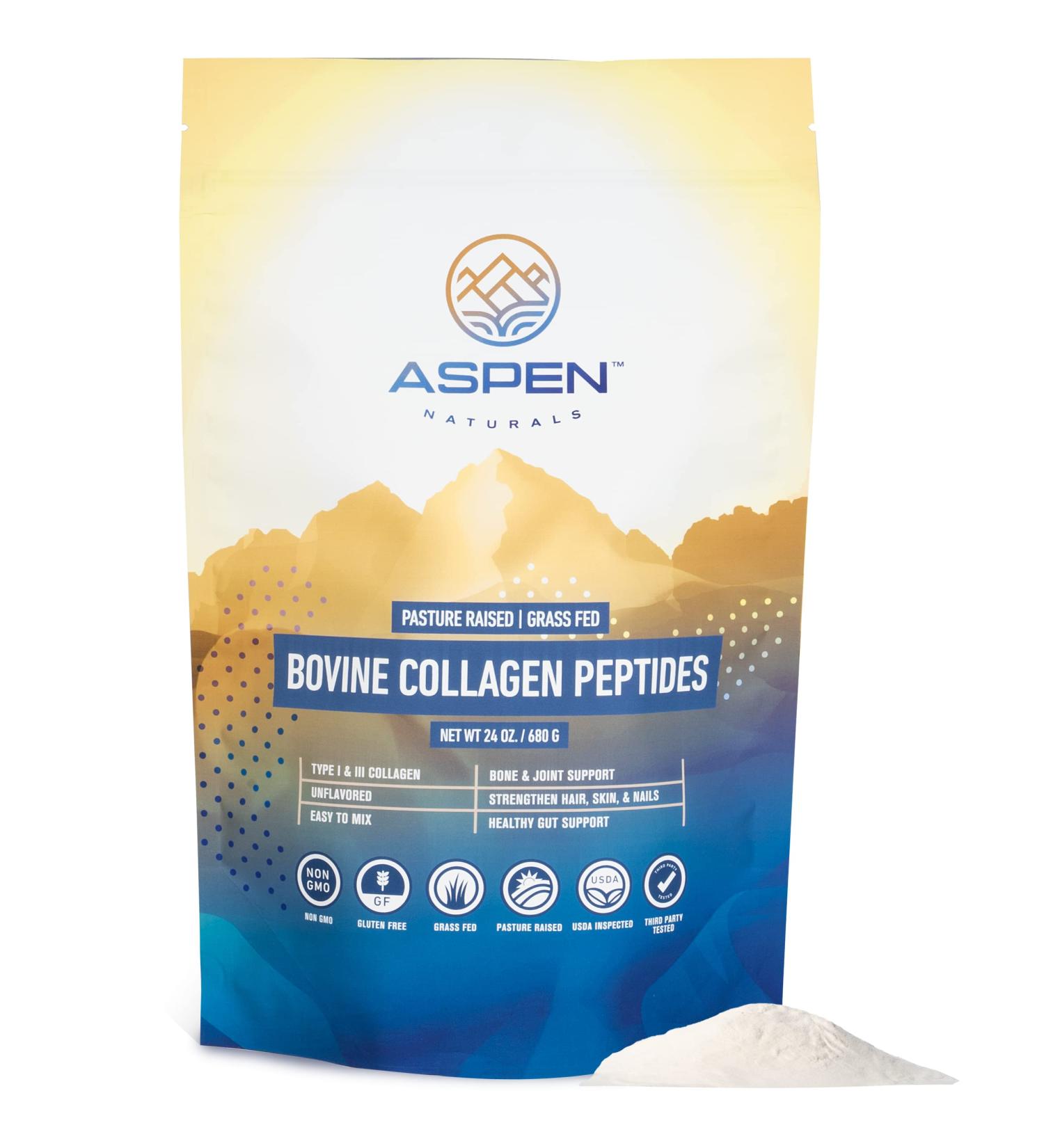 ASPEN NATURALS Bovine Collagen Peptides Powder 24 Oz Type I & III | Grass Fed Pasture Raised | Healthy Hair Skin & Nails | Gut Support | Paleo Friendly Unflavoured Gluten-Free Bovine Collagen 1.5 Pound (Pack of 1) - Buy Online on GoSupps.com
