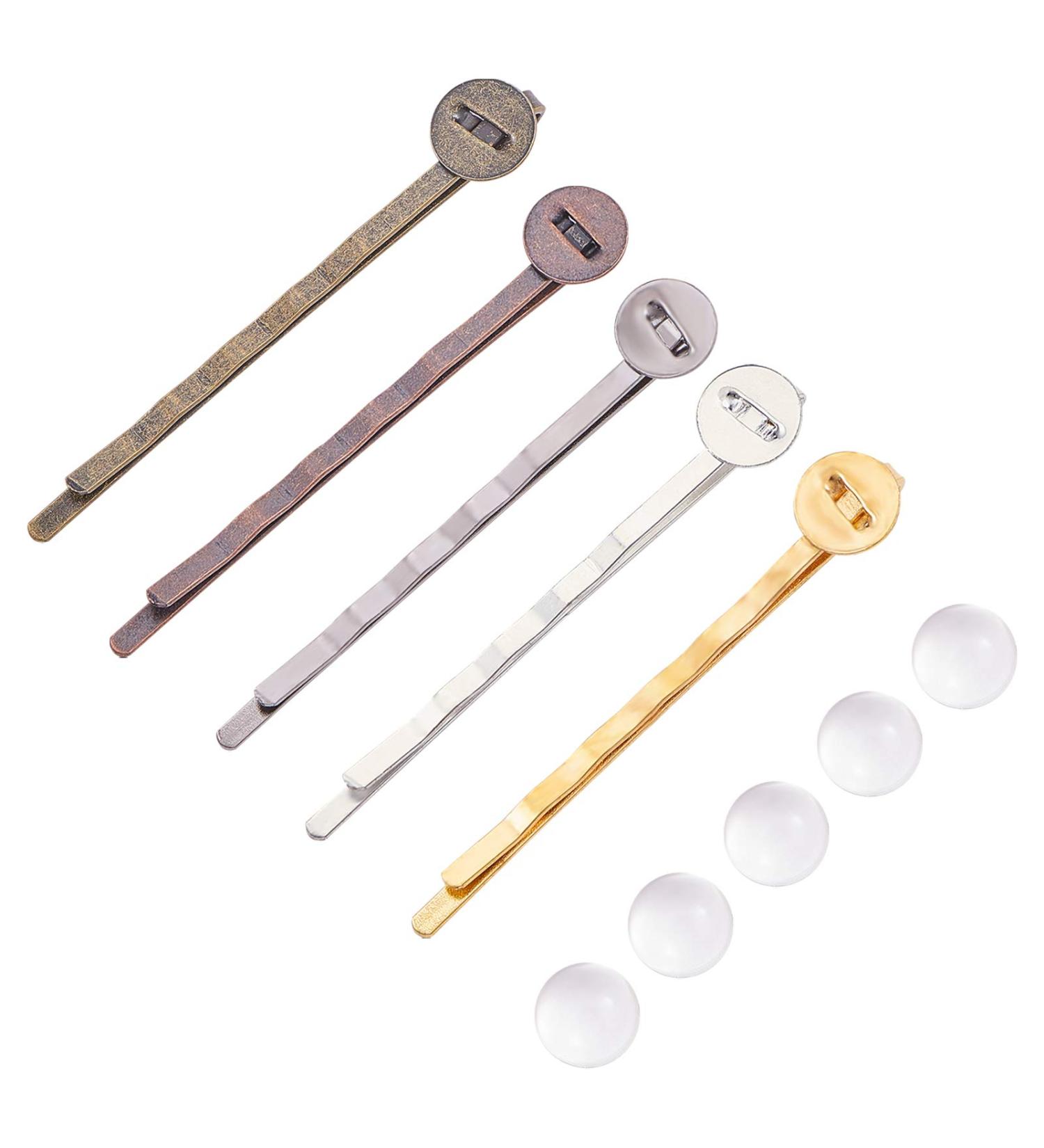 Shop Pandahall 50 Sets Hair Bobby Pins & Clips - 5 Colors DIY Glass Cabochons | International Shipping Available - Buy Online on GoSupps.com