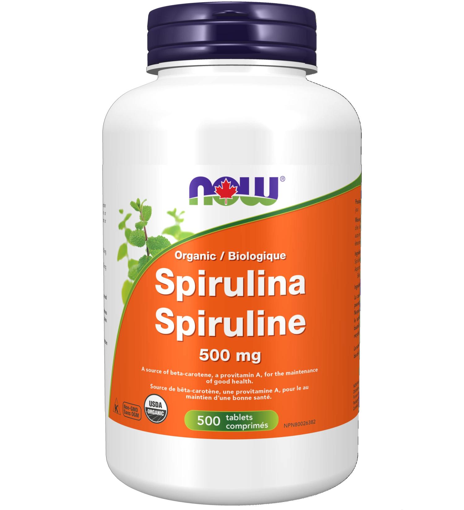 NOW Supplements Organic Spirulina 500mg Tablets 500 Count - Buy Online on GoSupps.com