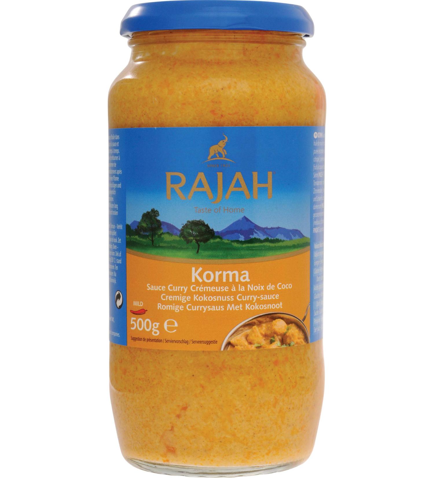 Rajah Korma Creamy Coconut Curry Sauce - Mild Ready-to-Make - 2 x 500g | Authentic International Flavors - Buy Online on GoSupps.com