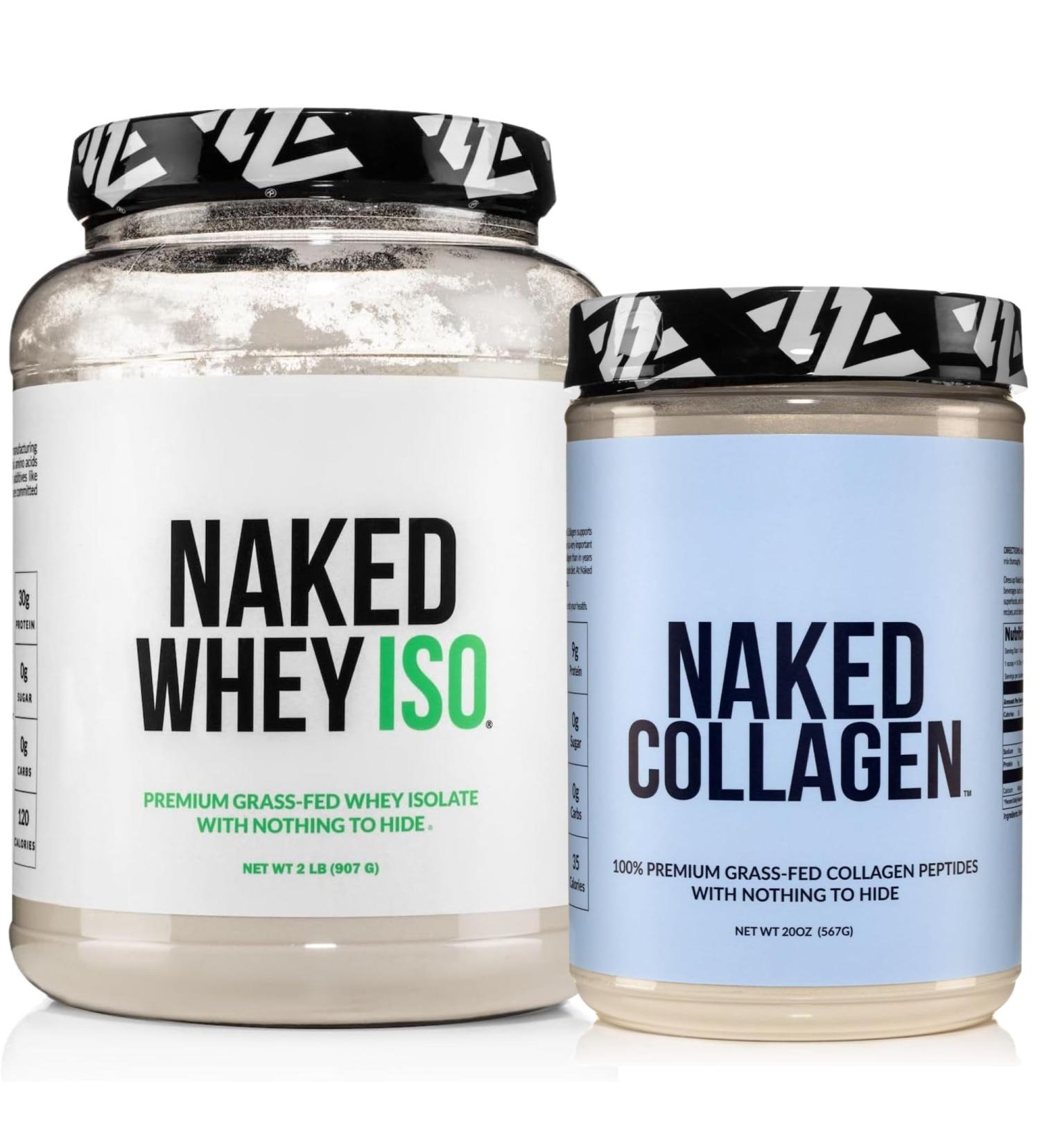 NAKED Whey Isolate Protein Powder (28 Servings) Collagen Peptides Protein Powder 20oz (60 Servings) Grass-Fed Zero Carb Unflavored Non-GMO Gluten Free Keto Paleo Friendly - Buy Online on GoSupps.com