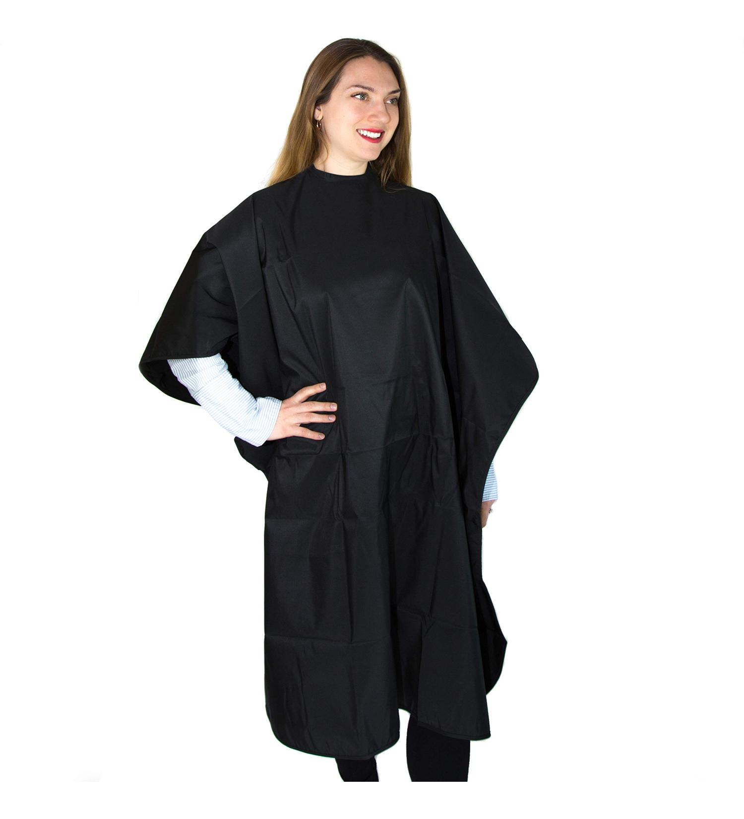 Waterproof Hair Coloring Cape with PU Coating - Black | Salon Chemical & Stylist Cape - Buy Online on GoSupps.com