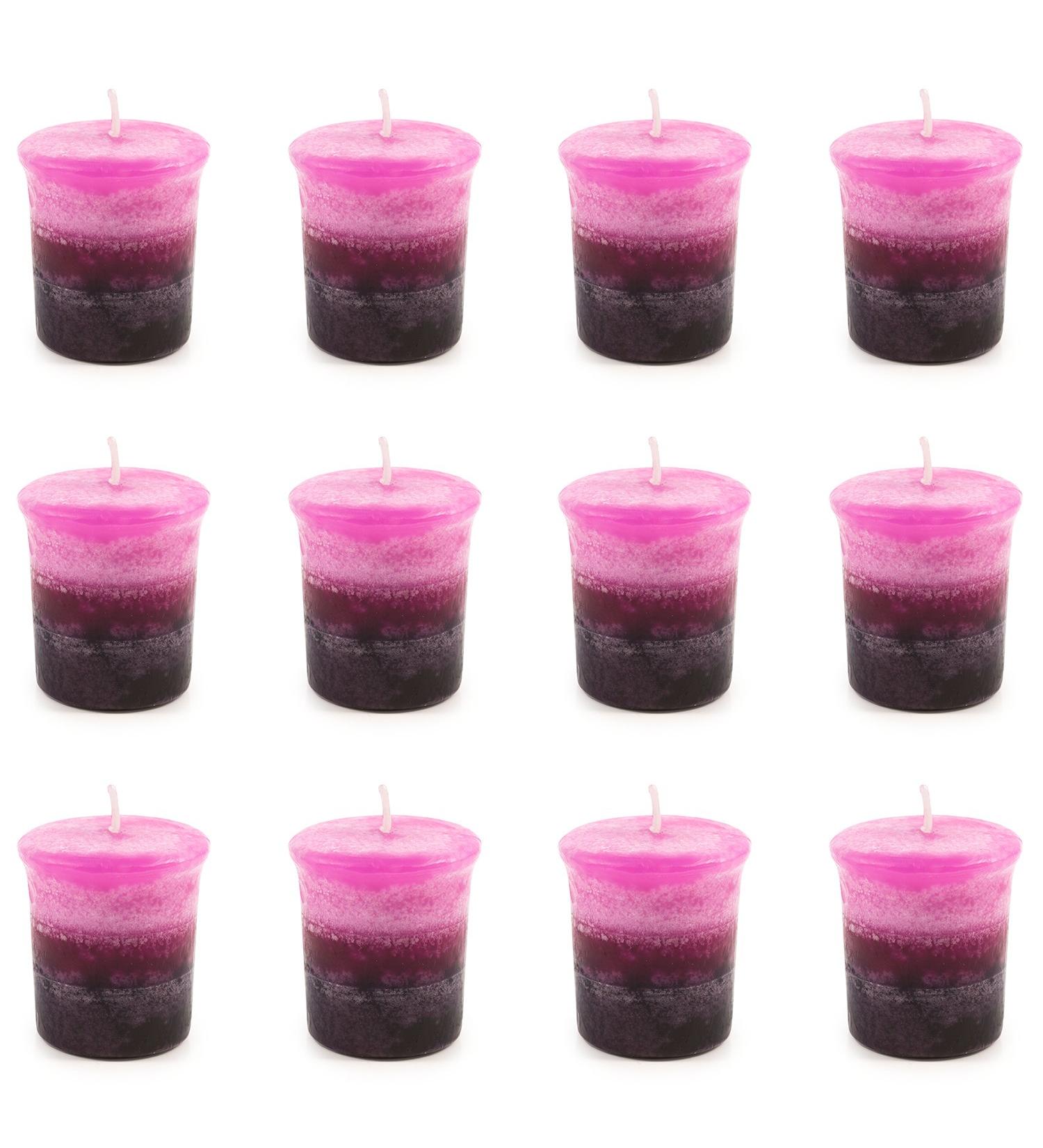 Pajoma Premium Roses-Berries Votive Candles - 12 Pack (55g) | Marble Finish | 17-Hour Burn Time - Buy Online on GoSupps.com