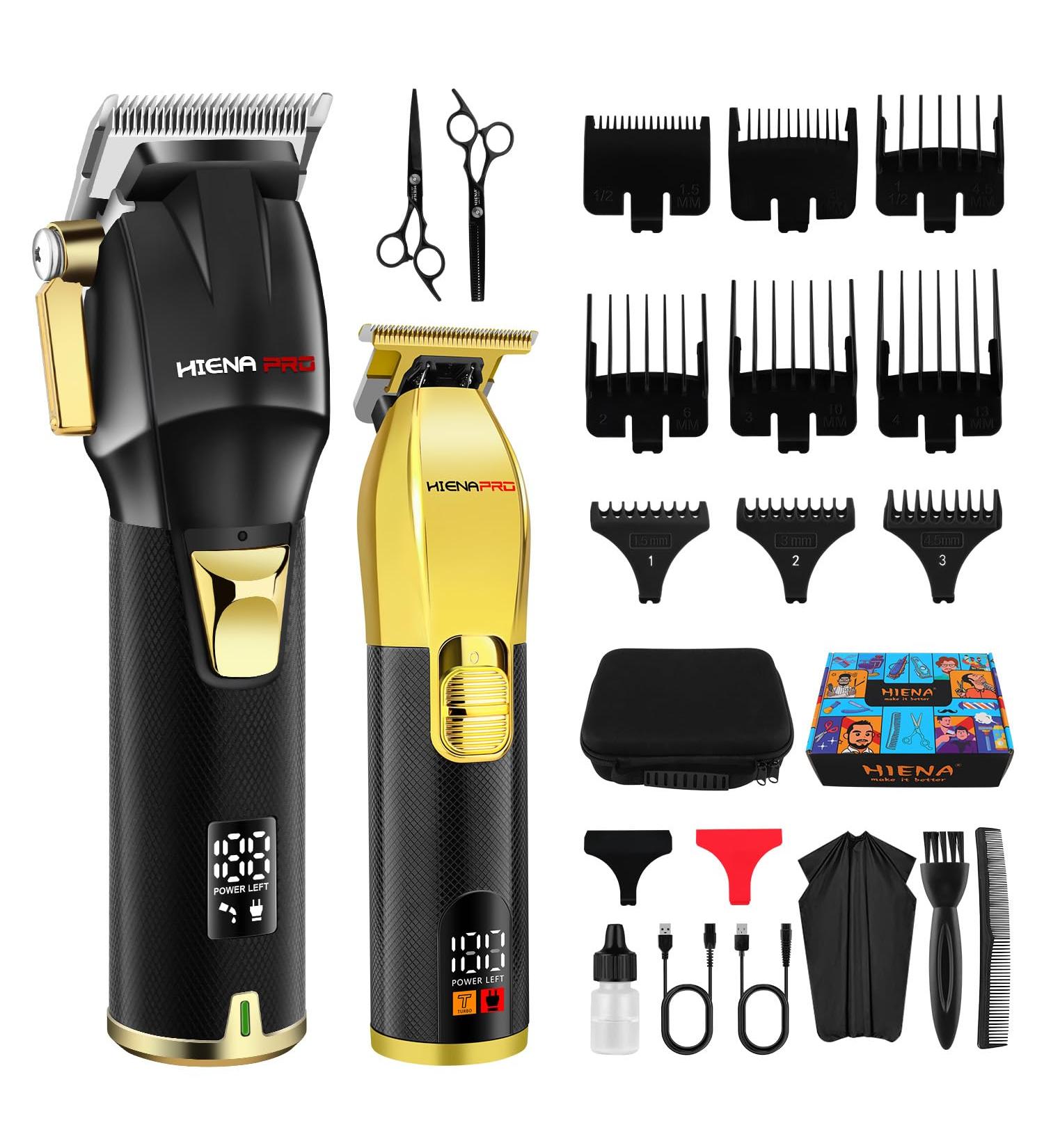 Professional Hair Clippers Set for Men | Cordless Barber Kit with LED Display & USB Rechargeable | Hair Cutting Kit - Perfect Gifts for Men (Black Gold - Buy Online on GoSupps.com