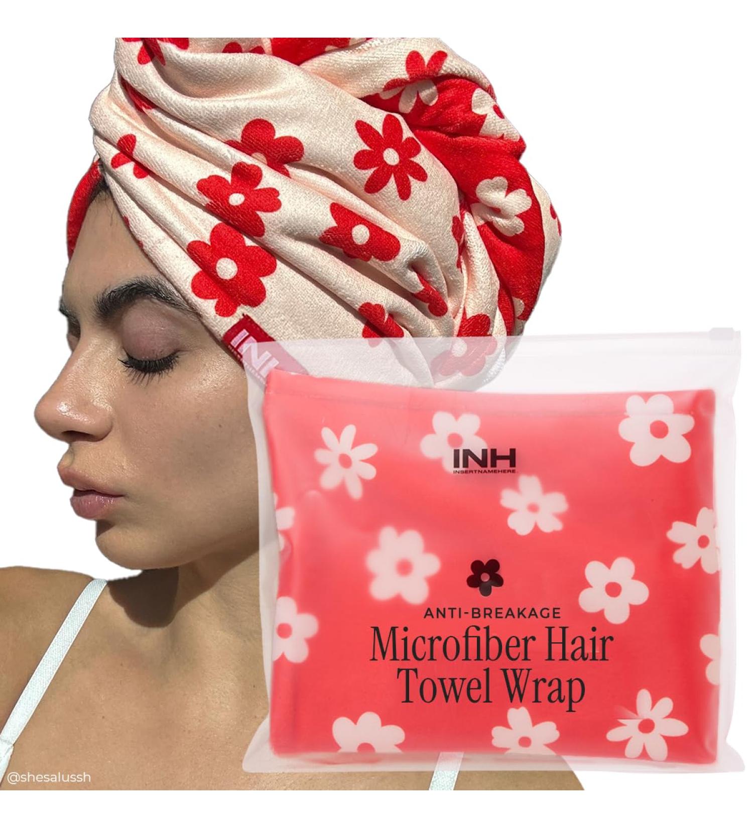 INH Microfiber Hair Towel Wrap | Quick Dry Anti-Frizz & Lint-Free | Soft Lightweight Super Absorbent Travel Towel for Women | Luxurious Floral Design - G2G Anti-Breakage 400gsm - Buy Online on GoSupps.com
