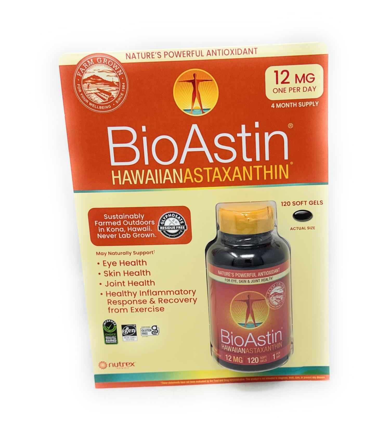 BioAstin Hawaiian Astaxanthin 12 mg 120 Soft Gels - Buy Online on GoSupps.com