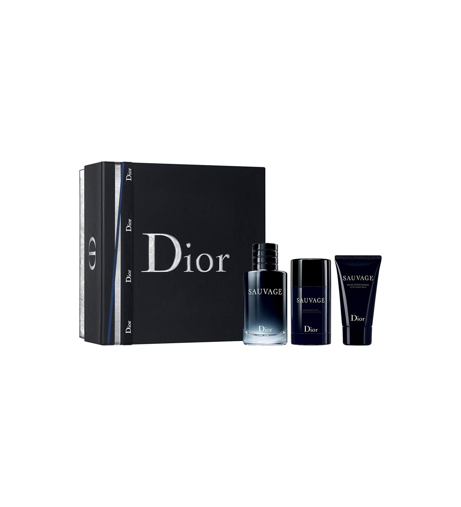 Dior Sauvage 3 Piece Gift Set for Men (3.4 Eau De Toilette + 1.7 After Shave + 2.6 Deodorant Stick) 7.7 Ounce Multi