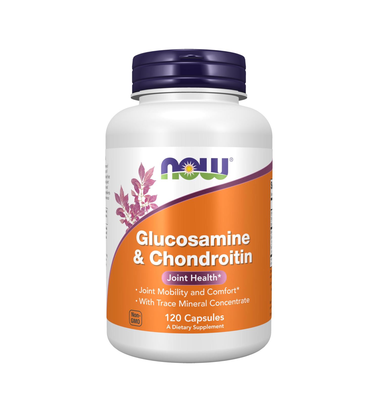 NOW Supplements Glucosamine & Chondroitin with Trace Mineral Concentrate and Alfalfa 120 Capsules 120 Count (Pack of 1) - Buy Online on GoSupps.com