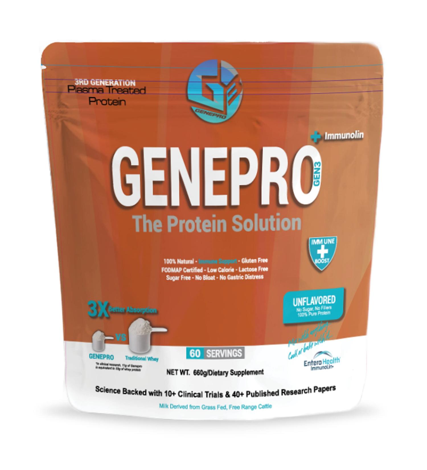Genepro Unflavored Protein Powder - Lactose-Free, Gluten-Free, Non-GMO Whey Isolate Shake - 60 Servings - Buy Online on GoSupps.com