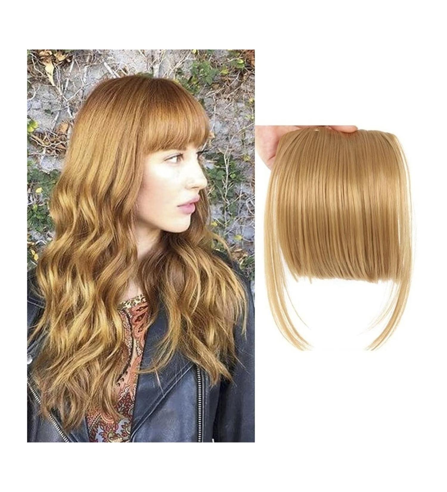 Bangs Hair Clip Fringe Bangs Synthetic Hair Extensions Clip in Bangs 6" Short Straight Hairpiece Thick Natural Front Neat Bangs with Temples for Women Girls Bangs Clip in Hair (Color : 27 Size : 6i 6inches 27 - Buy Online on GoSupps.com