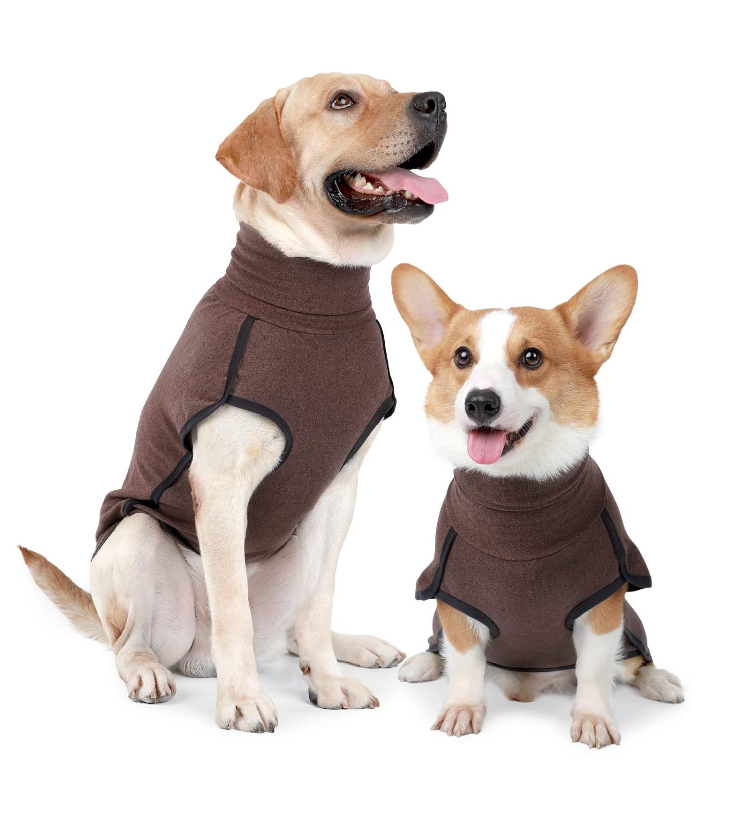 Heywean Dog Sweatshirt | Warm Stretch Fleece Vest for Small & Medium Dogs | Winter Pet Clothing for Indoor & Outdoor Use | L Brown - Buy Online on GoSupps.com