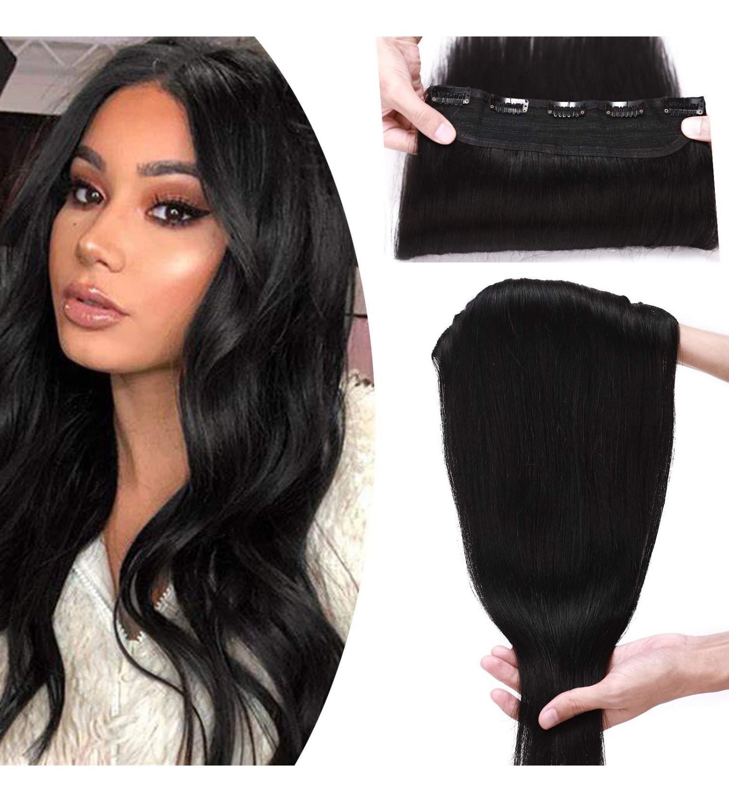 Sego Clip-In Hair Extensions - Thick 7A 100% Real Human Hair - Remy Smooth Black #1 - 22 (55cm) - 100g - Buy Online on GoSupps.com