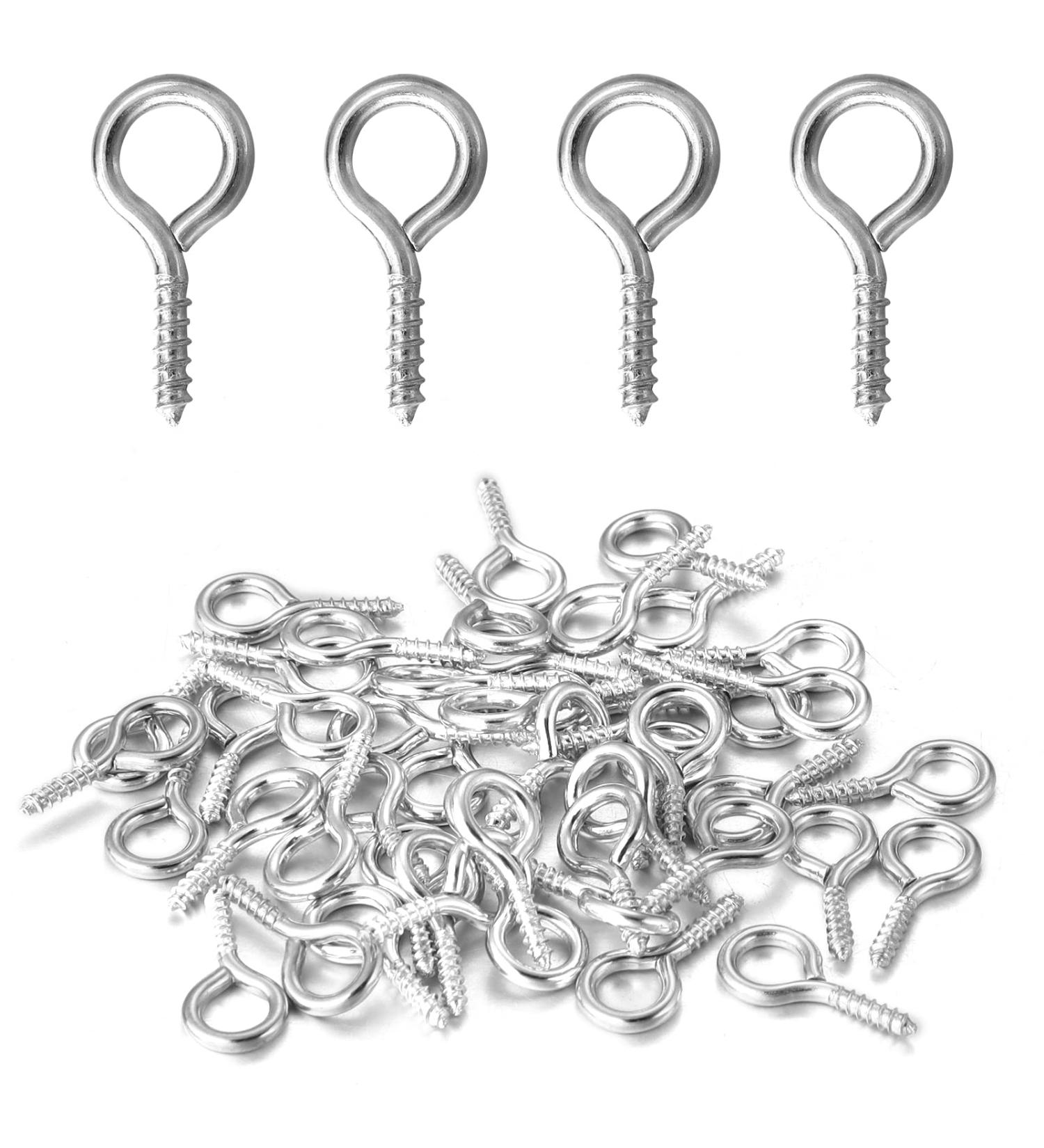 Linsoir Beads 200 Pcs Metal Screw Eye Pins Hooks 7X14mm - Rhodium Plated for DIY Jewelry Making and Crafts - Buy Online on GoSupps.com