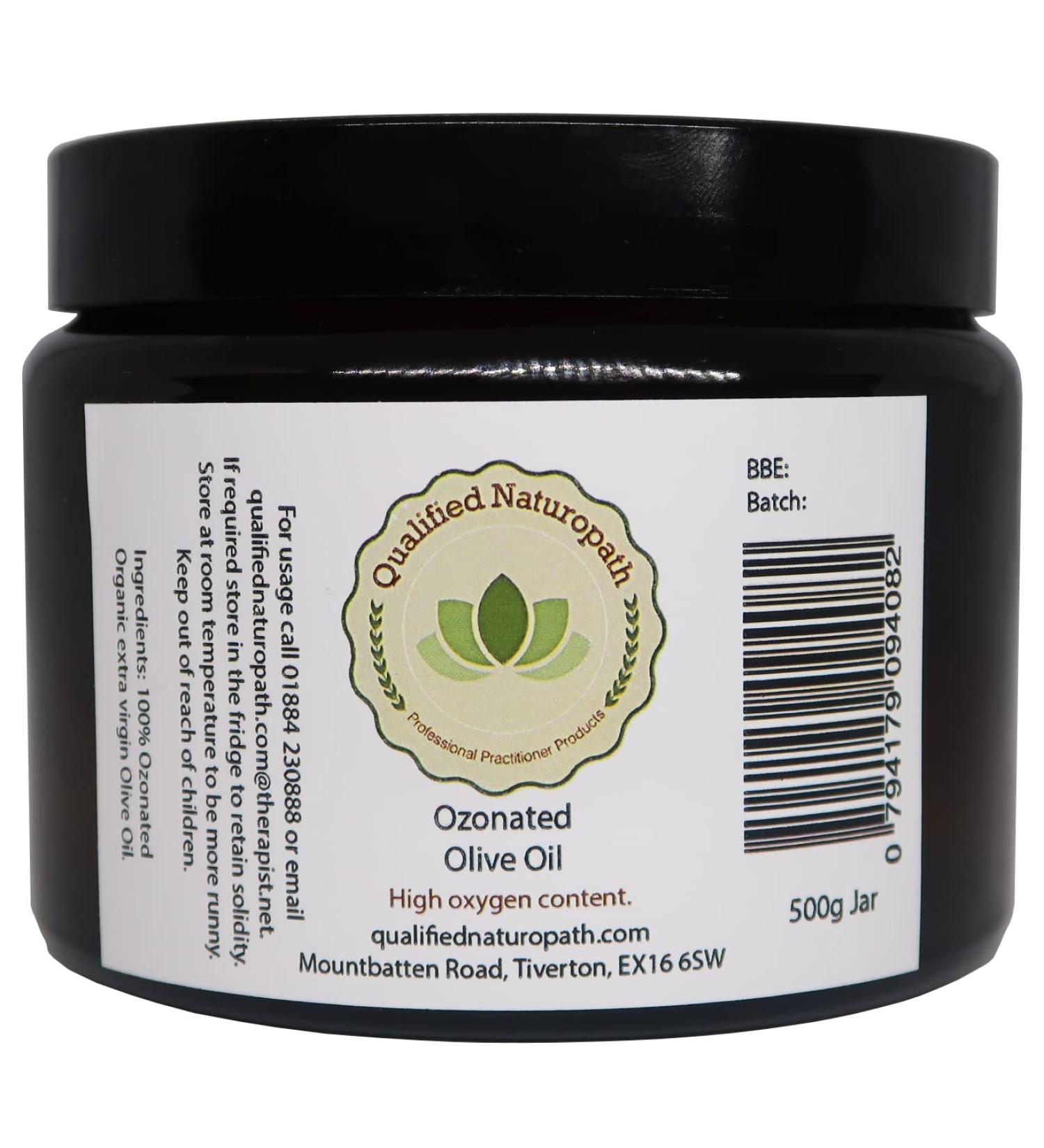 Ozonated Olive Oil (Organic Cold Pressed) - 500g (16.9 fl oz) - in Glass Jar - Buy Online on GoSupps.com