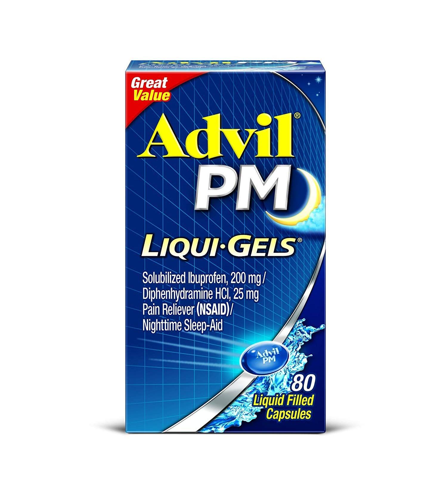 Advil PM Ibuprofen 200 mg Liqui-Gels 80 ea (Pack of 2) 80 Count (Pack of 2)