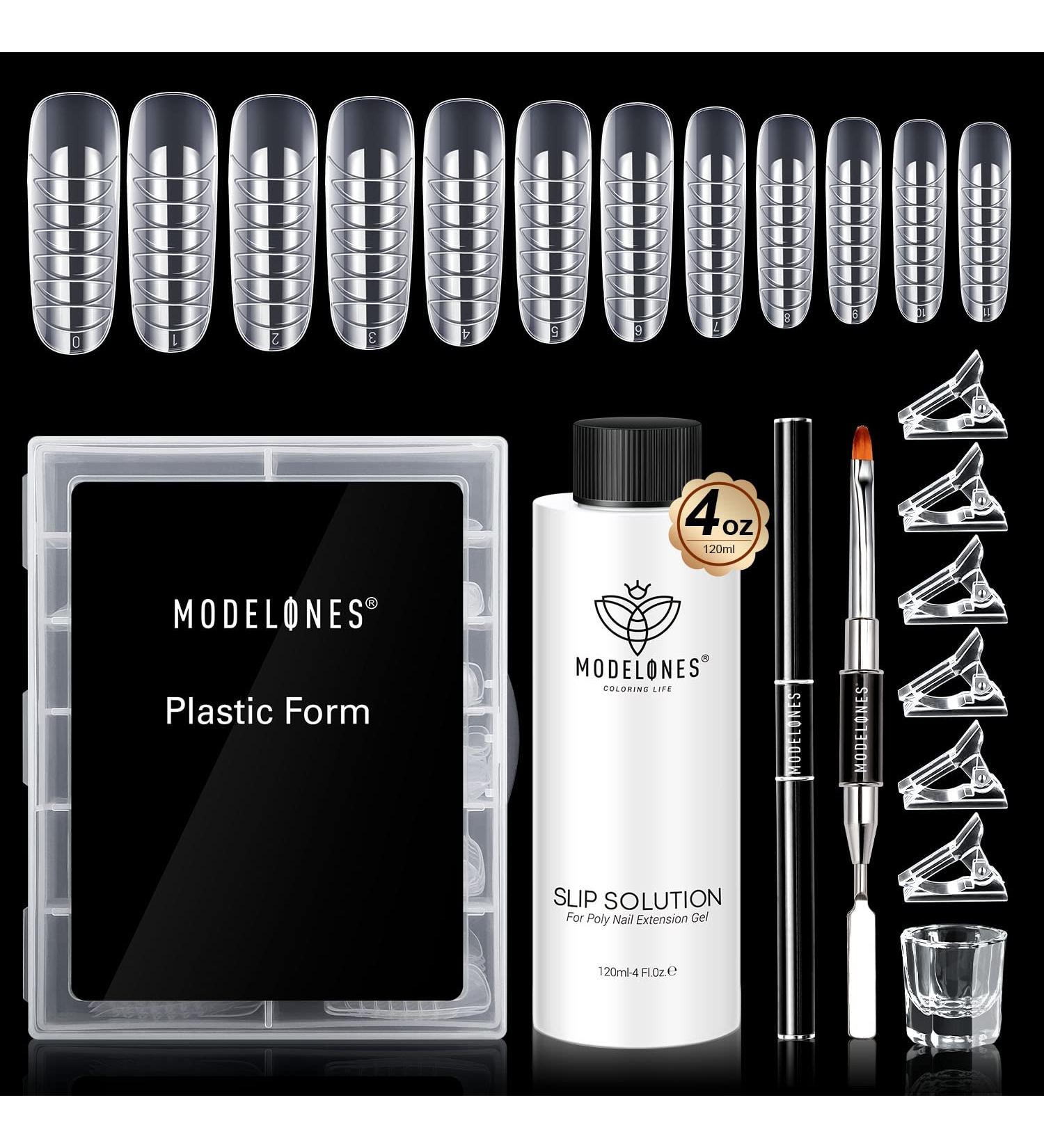 Modelones Slip Solution for Poly Nail Gel - Complete Anti-Stick Nail Extension Kit with Forms Tips Clips & Tools for DIY Nail Art at Home - Buy Online on GoSupps.com
