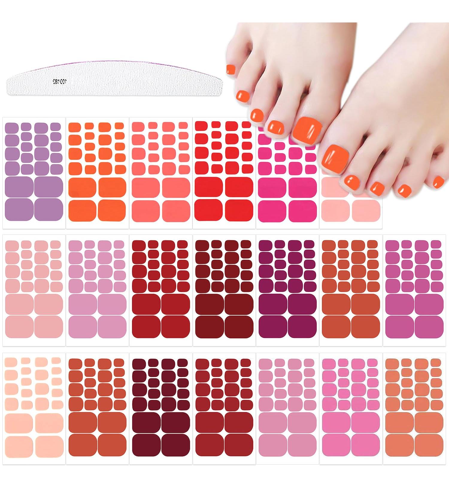 Buy JERCLITY 440 Pieces Toe Nail Stickers - Pink & Red Solid Color Nail Wraps for Women Girls & Kids - Self-Adhesive Polish Strips with Nail File - Perfect for Easy DIY Manicures - Buy Online on GoSupps.com