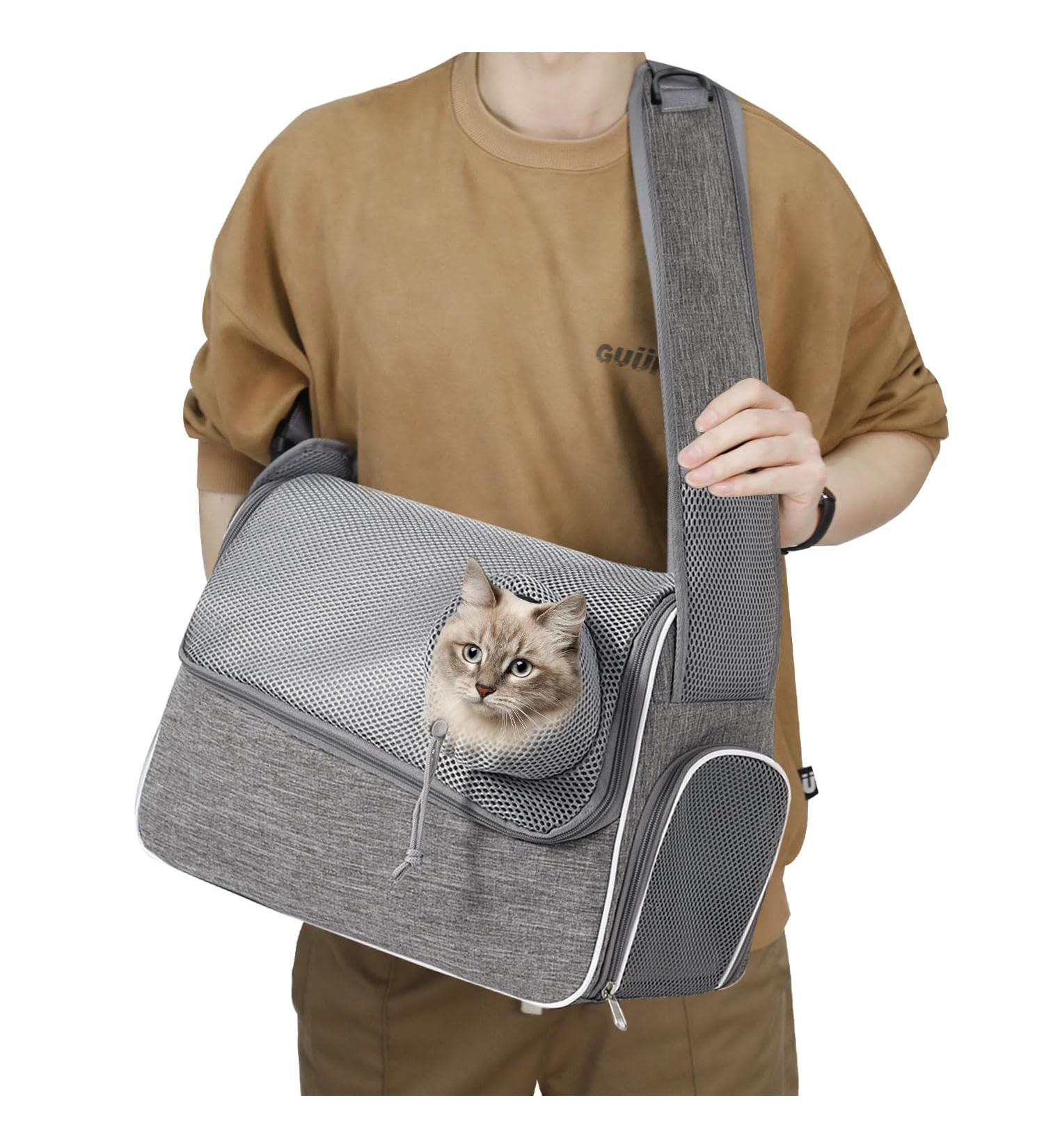 Hikeman Dog Carrier Bag - Adjustable Pet Shoulder Bag for Travel & Outdoors (Gray) - Perfect Dog Bag for Easy Carrying - Buy Online on GoSupps.com