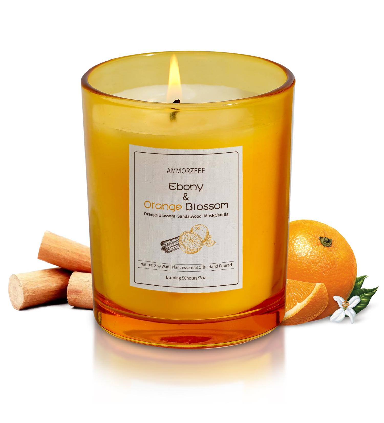 7OZ Ebony Orange Blossom Scented Candle - Aromatherapy Soy Wax Candle for Home | Long Lasting 50h | Perfect Anniversary Gift - Buy Online on GoSupps.com